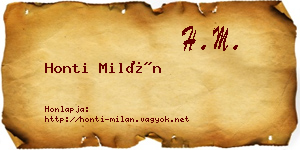 Honti Milán névjegykártya